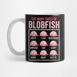 The Many Faces Of Blobfish Funny Cute Blobfish Mug